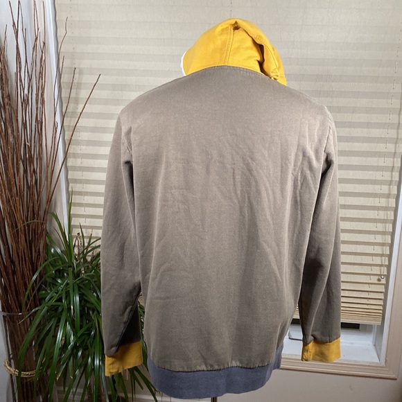 Comfortable Mens Zip Up Colour-Block White, Olive Green and Grey Size Large - Picture 4 of 7